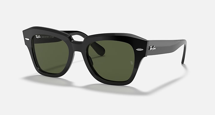 Ray-Ban STATE STREET Black with G-15 Green Solid Color lenses - Quarter
