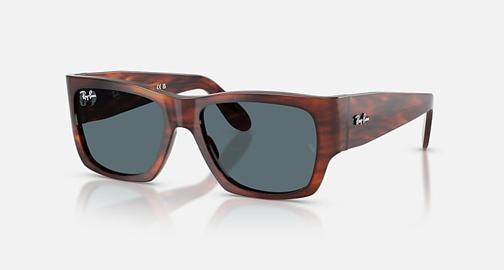 Ray-Ban NOMAD COLLECTOR DROPS LIMITED Striped Havana with Blue Solid Color lenses - Quarter