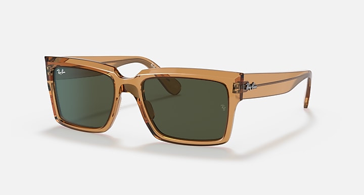 Ray-Ban INVERNESS @COLLECTION Transparent Light Brown with G-15 Green Solid Color lenses - Quarter