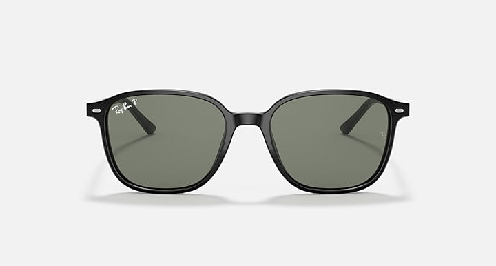 Ray-Ban LEONARD Black with G-15 Green Polarized Solid Color lenses - Front