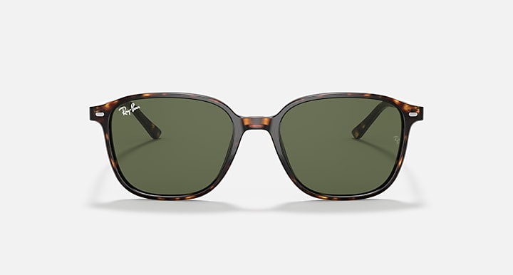 Ray-Ban LEONARD Tortoise with G-15 Green Solid Color lenses - Front