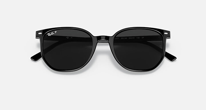 Ray-Ban ELLIOT Black with Polarized Black Solid Color lenses - Closed Front