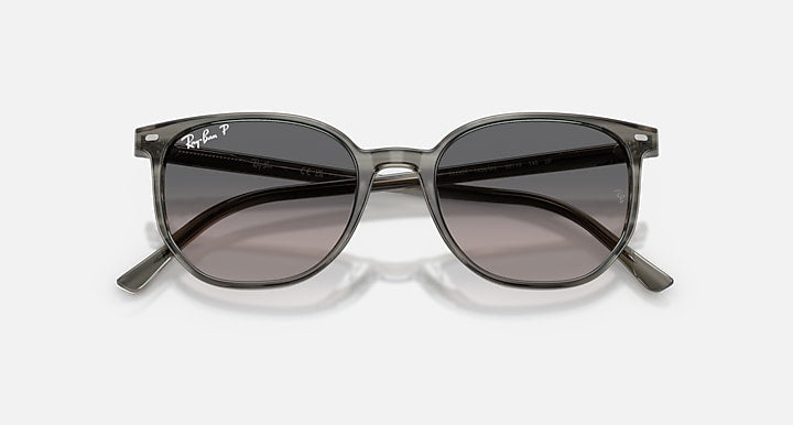 Ray-Ban ELLIOT Striped Grey with Polarized Grey Gradient Gradient lenses - Closed Front