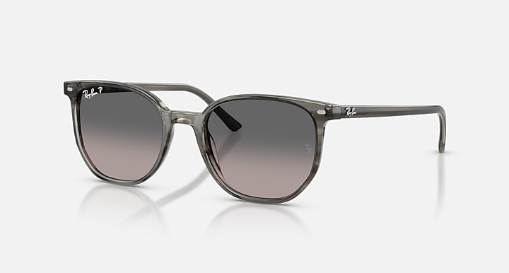 Ray-Ban ELLIOT Striped Grey with Polarized Grey Gradient Gradient lenses - Quarter