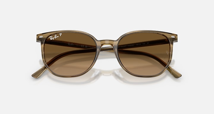 Ray-Ban ELLIOT Striped Green with Polarized Brown Gradient Gradient lenses - Closed Front