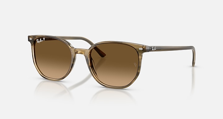 Ray-Ban ELLIOT Striped Green with Polarized Brown Gradient Gradient lenses - Quarter