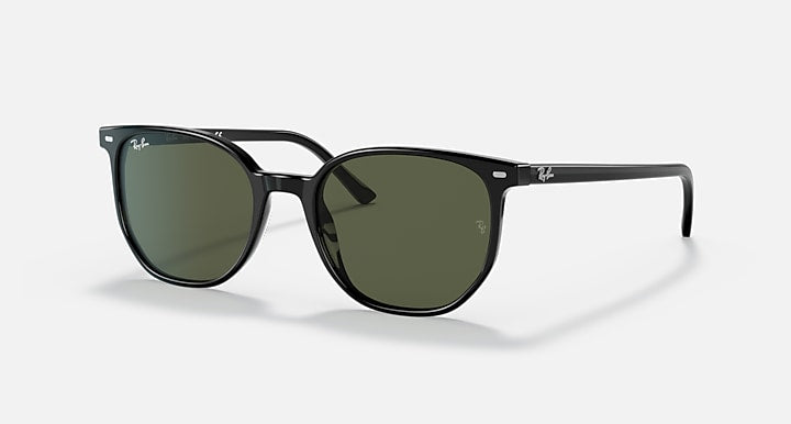 Ray-Ban ELLIOT Black with G-15 Green Solid Color lenses - Quarter