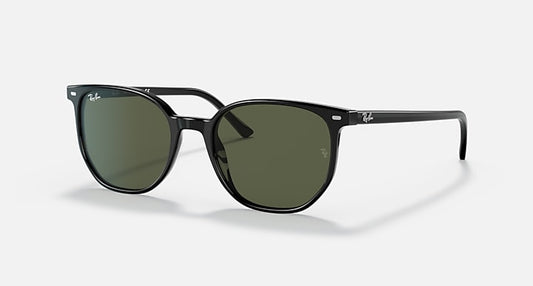 Ray-Ban ELLIOT Black with G-15 Green Solid Color lenses - Quarter