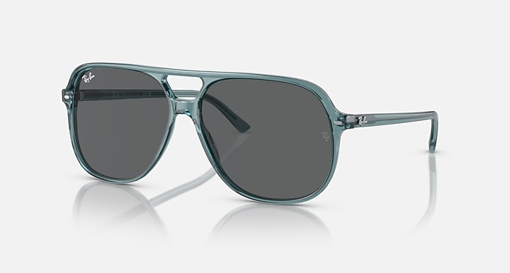 Ray-Ban BILL BIO-BASED EARTH DAY LIMITED Transparent Blue Bio with Dark Grey Solid Color lenses - Quarter