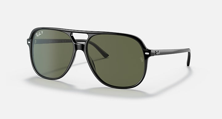 Ray-Ban BILL Black with G-15 Green Polarized Solid Color lenses - Quarter
