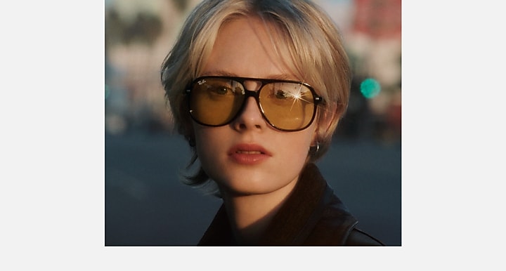 Ray-Ban BILL SUMMER CAPSULE Black with Yellow Solid Color lenses - On model