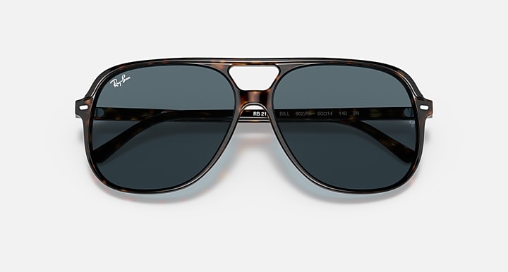 Ray-Ban BILL Havana with Blue Solid Color lenses - Closed Front