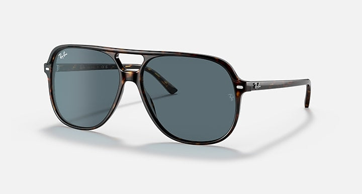 Ray-Ban BILL Havana with Blue Solid Color lenses - Quarter