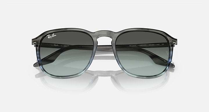 Ray-Ban RB2203 Striped Grey & Blue; Striped Grey with Blue/Black Gradient lenses - Closed Front