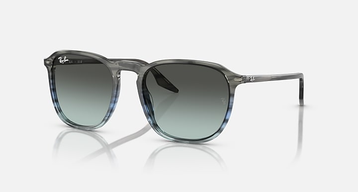 Ray-Ban RB2203 Striped Grey & Blue; Striped Grey with Blue/Black Gradient lenses - Quarter