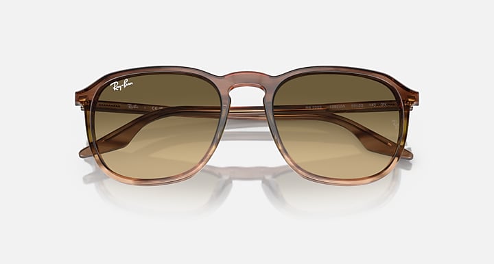 Ray-Ban RB2203 Striped Brown & Green; Striped Brown with Brown Black Gradient lenses - Closed Front
