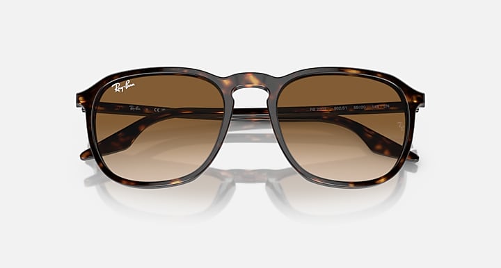 Ray-Ban RB2203 Havana with Light Brown Gradient lenses - Closed Front