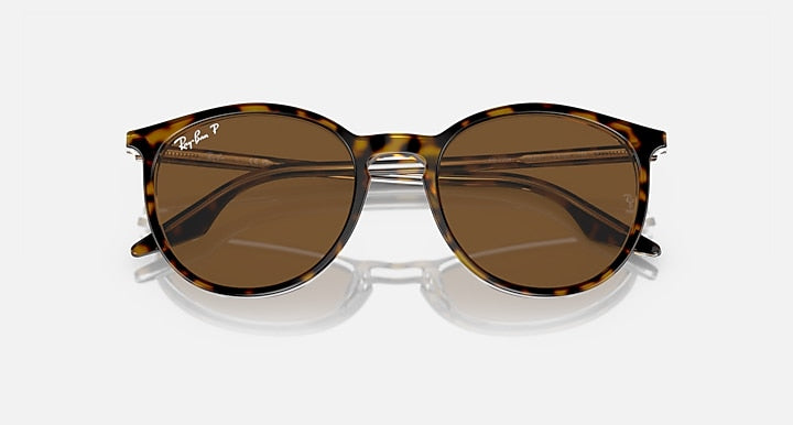 Ray-Ban RB2204 Havana On Transparent with Brown Polarized Solid Color lenses - Closed Front