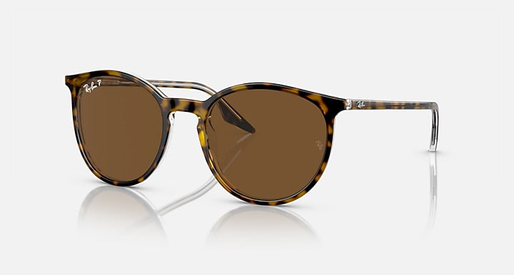 Ray-Ban RB2204 Havana On Transparent with Brown Polarized Solid Color lenses - Quarter