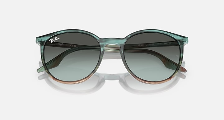 Ray-Ban RB2204 Striped Blue & Green with Blue Vintage Gradient lenses - Closed Front