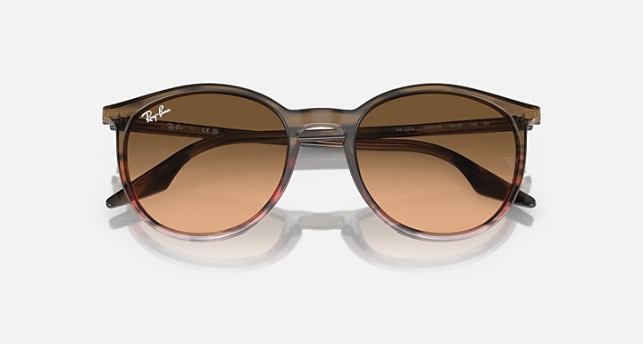 Ray-Ban RB2204 Striped Brown & Red; Striped Brown with Pink/Black Gradient lenses - Closed Front