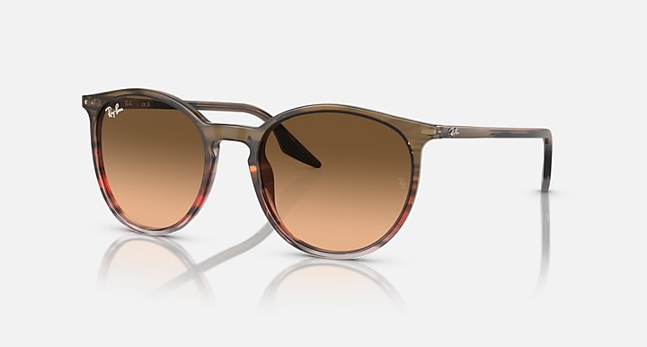 Ray-Ban RB2204 Striped Brown & Red; Striped Brown with Pink/Black Gradient lenses - Quarter