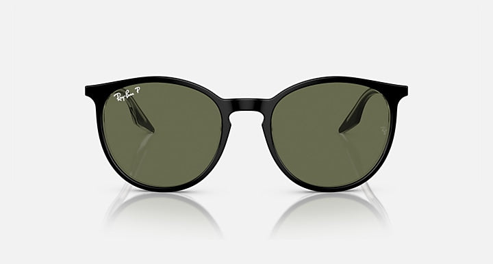 Ray-Ban RB2204 Black On Transparent with Green Polarized Solid Color lenses - Front