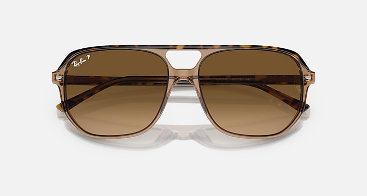 Ray-Ban BILL ONE Havana On Transparent Brown with Brown Polarized Gradient lenses - Closed Front