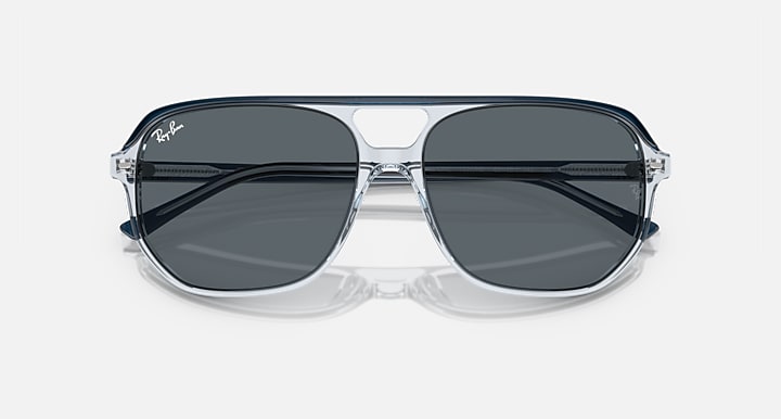 Ray-Ban BILL ONE Blue On Transparent Blue with Blue Solid Color lenses - Closed Front
