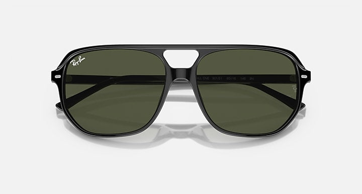 Ray-Ban BILL ONE Black with Green Solid Color lenses - Closed Front