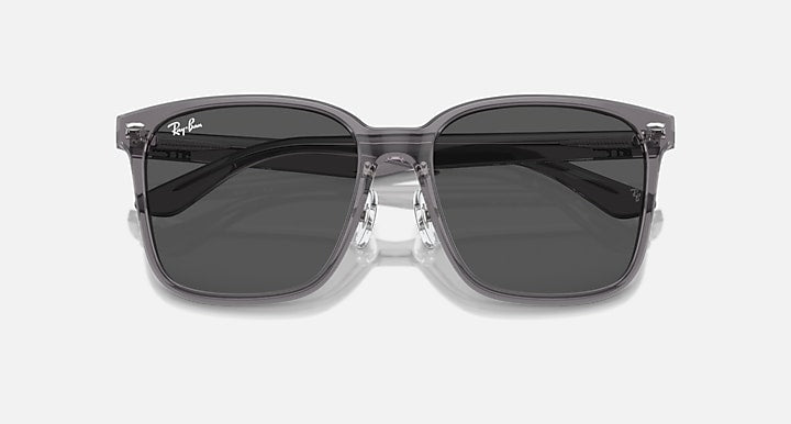 Ray-Ban RB2206D Transparent Grey with Dark Grey Solid Color lenses - Closed Front