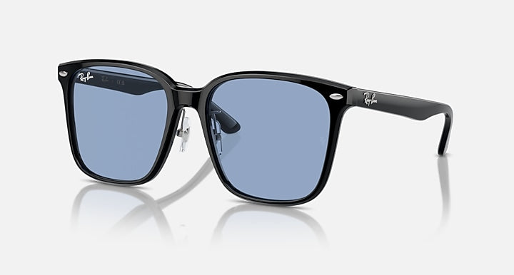 Ray-Ban RB2206D Black with Light Blue Solid Color lenses - Quarter