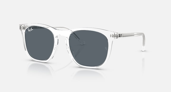 Ray-Ban RB2210 Transparent; Transaprent with Blue Solid Color lenses - Quarter