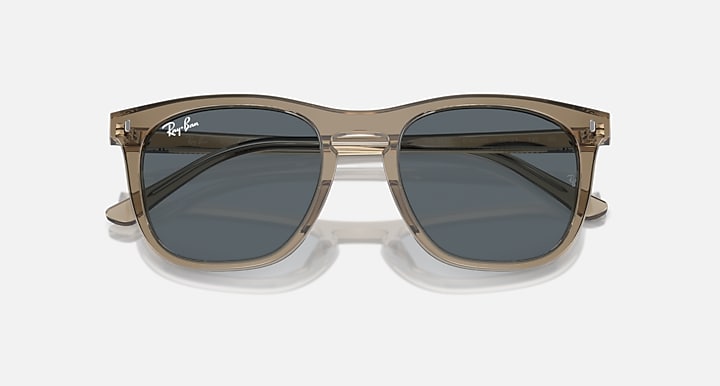 Ray-Ban RB2210 Transparent Brown with Blue Solid Color lenses - Closed Front