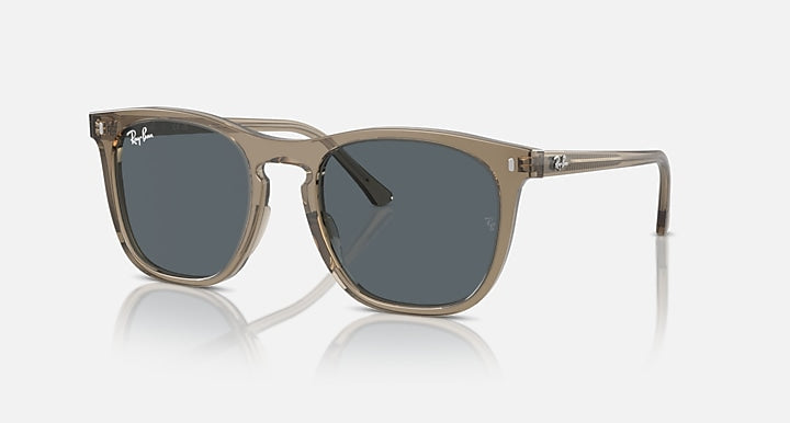 Ray-Ban RB2210 Transparent Brown with Blue Solid Color lenses - Quarter