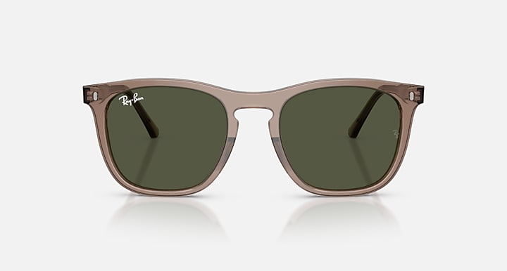Ray-Ban RB2210 Transparent Light Brown with Green Solid Color lenses - Front