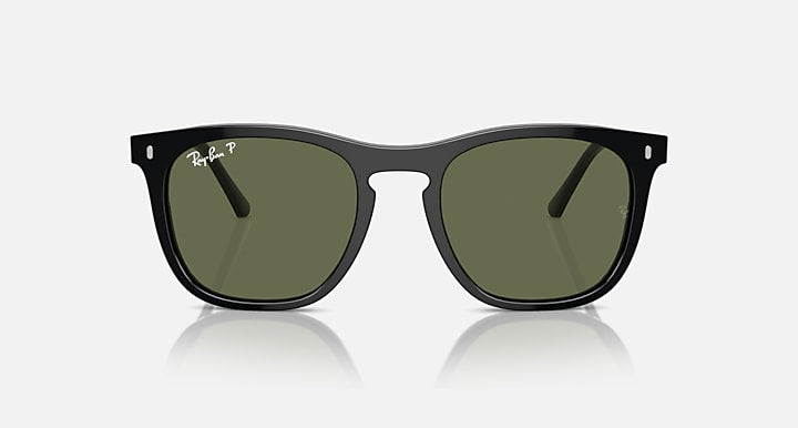 Ray-Ban RB2210 Black with Green Polarized Solid Color lenses - Front