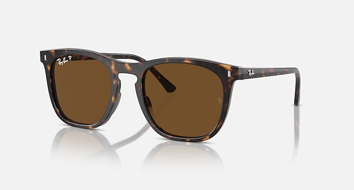 Ray-Ban RB2210 Havana with Brown Polarized Solid Color lenses - Quarter