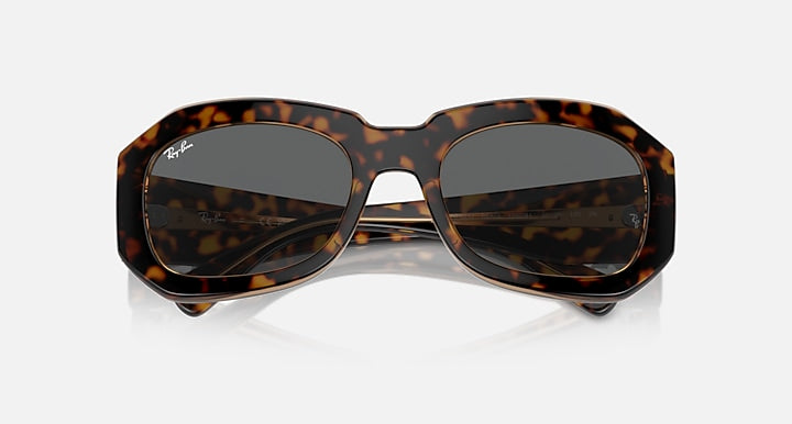 Ray-Ban BEATE Havana On Transparent Brown with Dark Grey Solid Color lenses - Closed Front
