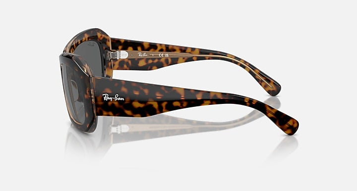 Ray-Ban BEATE Havana On Transparent Brown with Dark Grey Solid Color lenses - Lateral