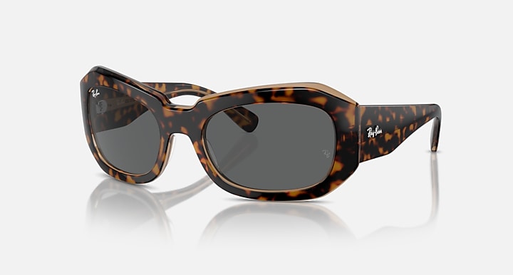 Ray-Ban BEATE Havana On Transparent Brown with Dark Grey Solid Color lenses - Quarter