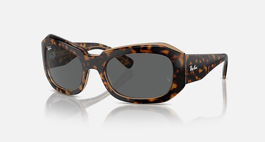 Ray-Ban BEATE Havana On Transparent Brown with Dark Grey Solid Color lenses - Quarter