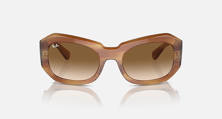 Ray-Ban BEATE Striped Brown with Clear & Brown Gradient lenses - Front