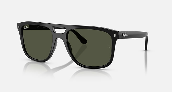 Ray-Ban RB2213 Black with G-15 Green Solid Color lenses - Quarter