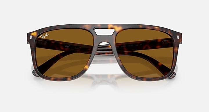 Ray-Ban RB2213 Havana with B-15 Brown Solid Color lenses - Closed Front