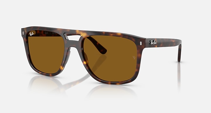 Ray-Ban RB2213 Havana with B-15 Brown Solid Color lenses - Quarter