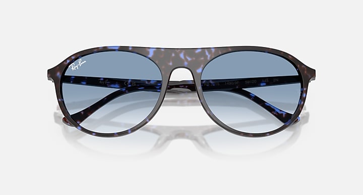 Ray-Ban RB2215 Havana Blue Turtle with Clear Gradient Blue Gradient lenses - Closed Front