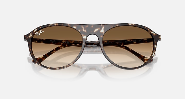 Ray-Ban RB2215 Havana Yellow Turtle with Clear Gradient Brown Gradient lenses - Closed Front