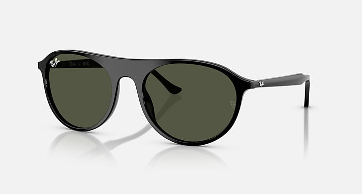Ray-Ban RB2215 Black with Green Solid Color lenses - Quarter