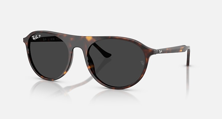 Ray-Ban RB2215 Havana with Polarized Black Solid Color lenses - Quarter